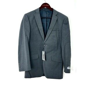 Milano Zonni Italy Wool Super 150s Suit Jacket Blazer Gray Pinstripe Mens Sz 34S